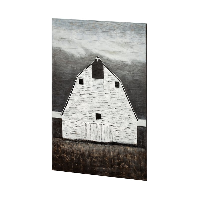 Pemberly Row 42X62 Farmhouse White Barn On Wood Oil Painting