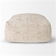 Pemberly Row Modern / Contemporary Large Cream Jacquard Cotton Pouf