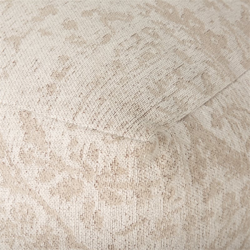 Pemberly Row Modern / Contemporary Large Cream Jacquard Cotton Pouf