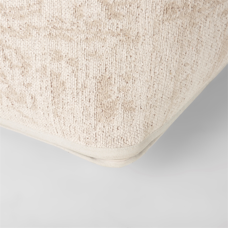 Pemberly Row Modern / Contemporary Large Cream Jacquard Cotton Pouf
