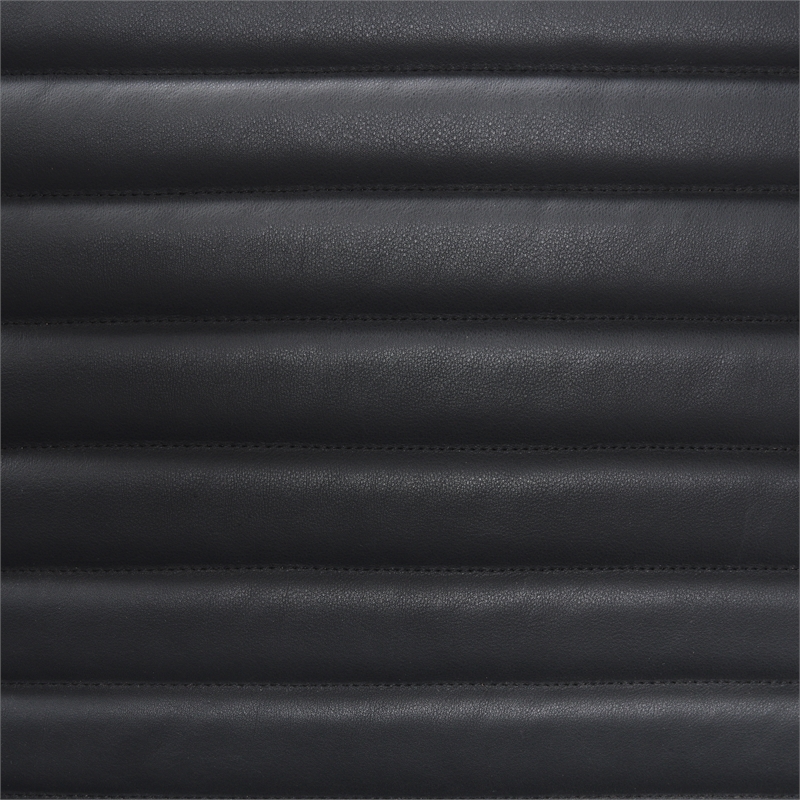 Pemberly Row Black Leather with Black Metal Frame Accent Chair