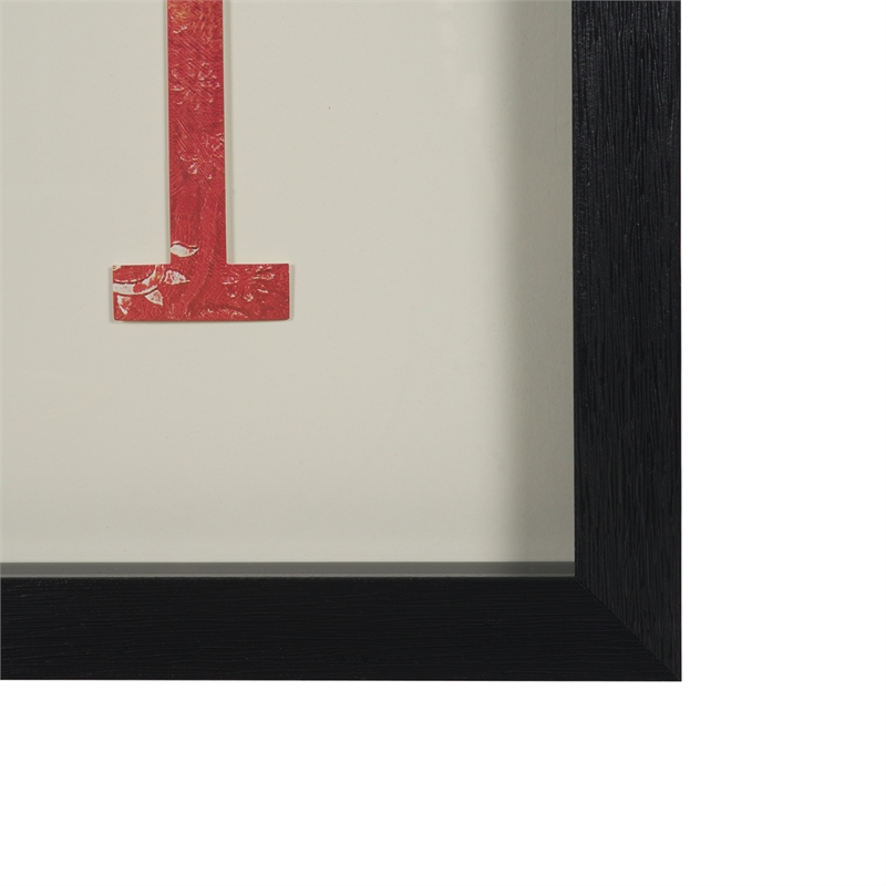 Pemberly Row Jack Of Diamonds Glass Framed Print Art in Black Faux Wood Frame
