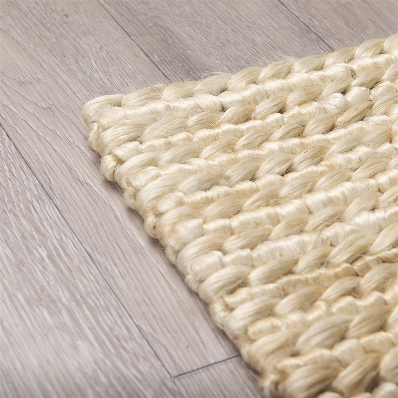 Pemberly Row Contemporary 9x12 Camel Color Woven Hemp Area Rug in Yellow