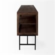 Pemberly Row Metal Base 4 Glass Door Cabinet Sideboard in Medium Brown/Black