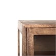 Pemberly Row Metal Base 4 Glass Door Cabinet Sideboard in Medium Brown/Black