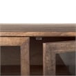 Pemberly Row Metal Base 4 Glass Door Cabinet Sideboard in Medium Brown/Black