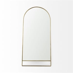 Pemberly Row 36Lx2Wx76H Antique Gold Metal Rounded Arch Floor Mirror