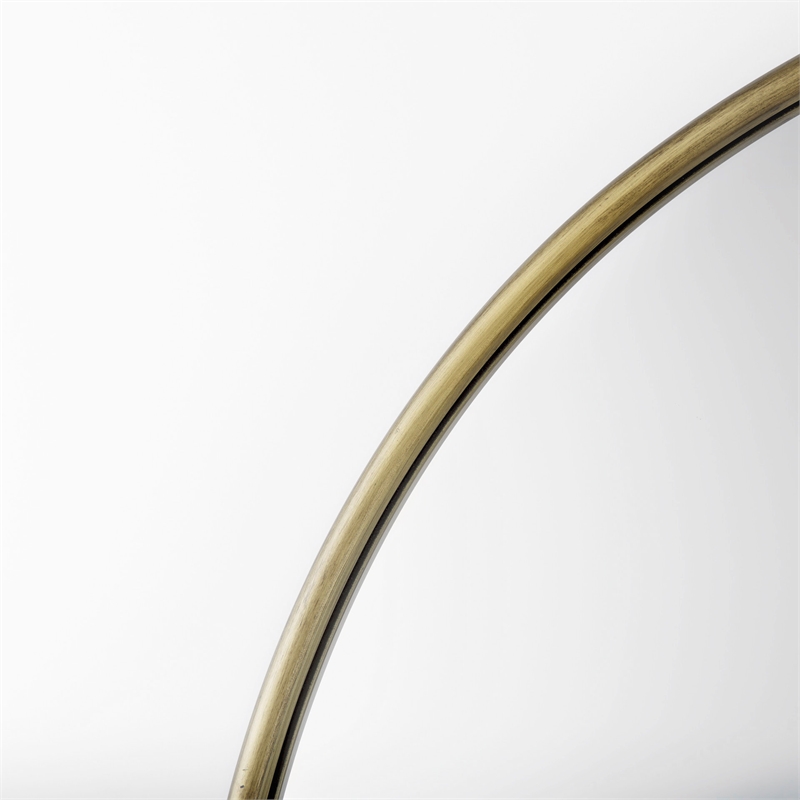 Pemberly Row 36Lx2Wx76H Antique Gold Metal Rounded Arch Floor Mirror