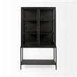 Pemberly Row Dark Brown Wood with Black Metal Base Display Cabinet