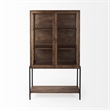 Pemberly Row Medium Brown Wood with Black Metal Base Display Cabinet
