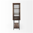 Pemberly Row Medium Brown Wood with Black Metal Base Display Cabinet