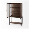 Pemberly Row Medium Brown Wood with Black Metal Base Display Cabinet