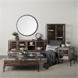 Pemberly Row Medium Brown Wood with Black Metal Base Display Cabinet