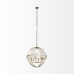 Pemberly Row 36Lx36Wx38H Gold Metal Globe Six Bulb Chandelier