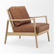 Pemberly Row Cognac Leather with Light Brown Wood Frame Accent Chair