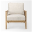 Pemberly Row Cream Fabric with Light Brown Wood Accent Chair