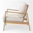 Pemberly Row Cream Fabric with Light Brown Wood Accent Chair