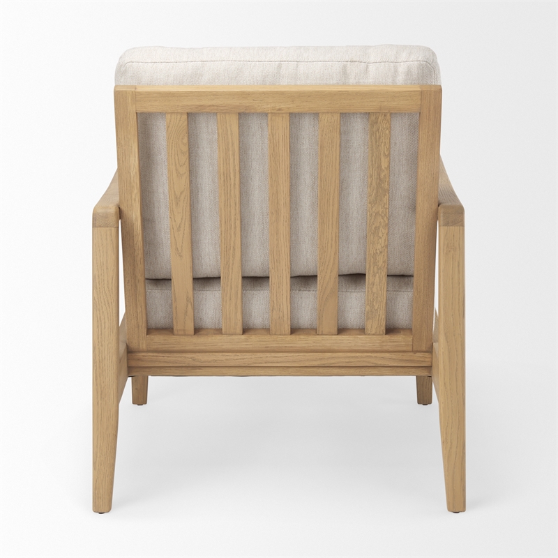 Pemberly Row Cream Fabric with Light Brown Wood Accent Chair