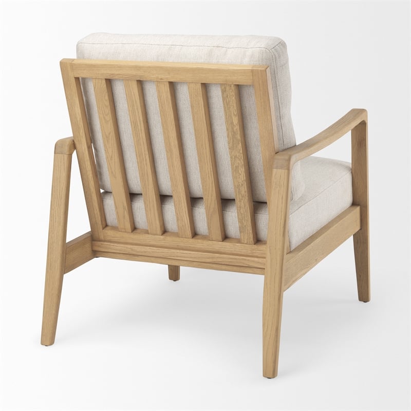 Pemberly Row Cream Fabric with Light Brown Wood Accent Chair