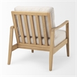 Pemberly Row Cream Fabric with Light Brown Wood Accent Chair