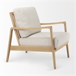 Pemberly Row Cream Fabric with Light Brown Wood Accent Chair