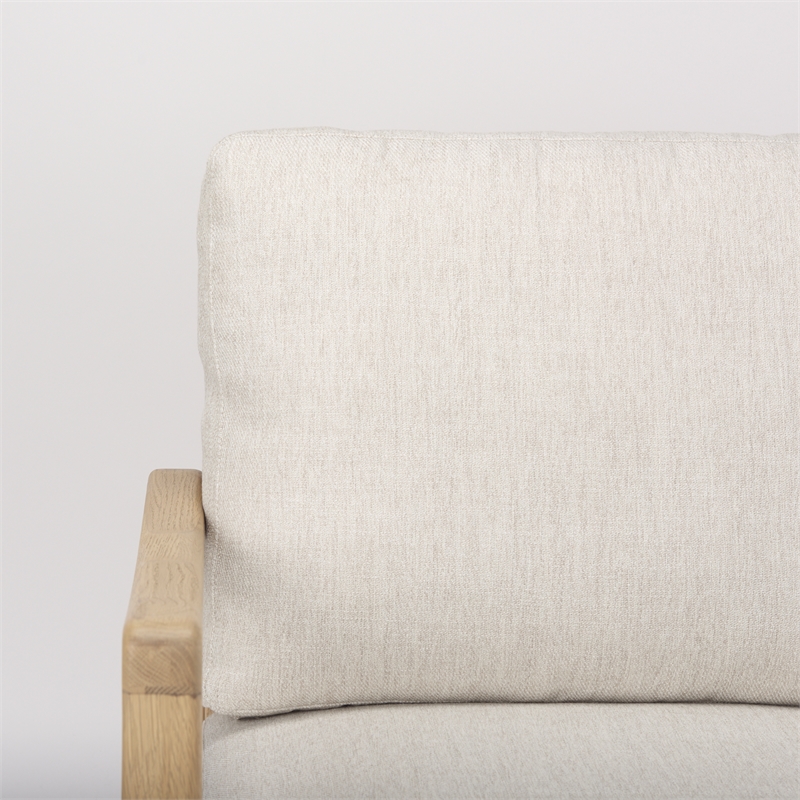 Pemberly Row Cream Fabric with Light Brown Wood Accent Chair