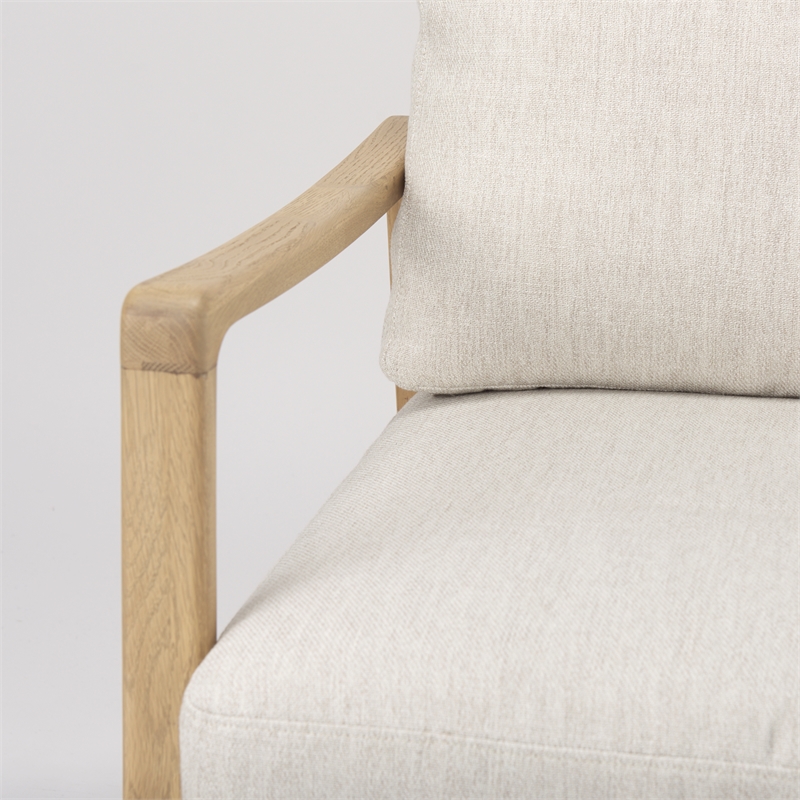 Pemberly Row Cream Fabric with Light Brown Wood Accent Chair