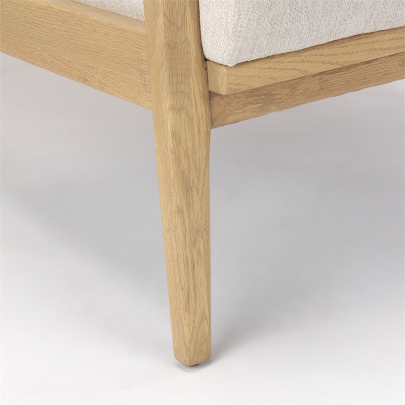 Pemberly Row Cream Fabric with Light Brown Wood Accent Chair
