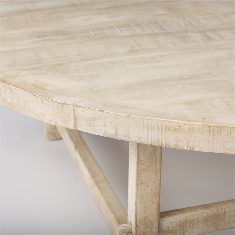 Pemberly Row 48Lx48Wx16H Round Blonde Wood Coffee Table in Beige