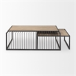 Pemberly Row Black Metal with Light Wood Nesting Coffee Table