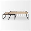Pemberly Row Black Metal with Light Wood Nesting Coffee Table