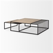 Pemberly Row Black Metal with Light Wood Nesting Coffee Table