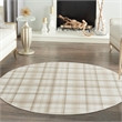 Pemberly Row Contemporary 8' Round Ivory Beige Fabric Area Rug