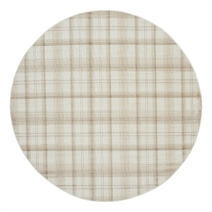 Pemberly Row Contemporary 8' Round Ivory Beige Fabric Area Rug