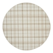 Pemberly Row Contemporary 8' Round Ivory Beige Fabric Area Rug
