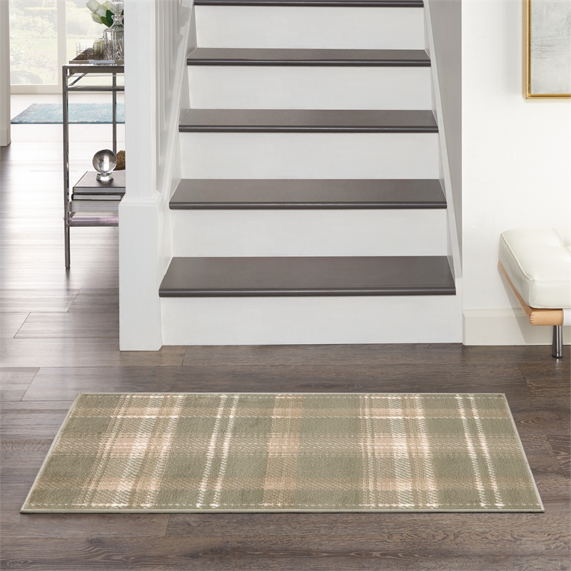 Pemberly Row Modern / Contemporary 3'x5' Olive Fabric Area Rug
