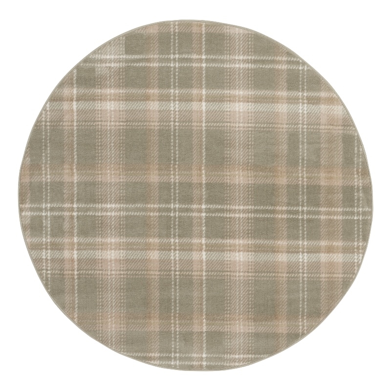 Pemberly Row Modern / Contemporary 4' Round Olive Fabric Area Rug