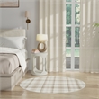 Pemberly Row Contemporary 5' Round Ivory Beige Fabric Area Rug