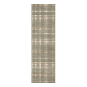 Pemberly Row Modern / Contemporary 6' Runner Olive Fabric Area Rug