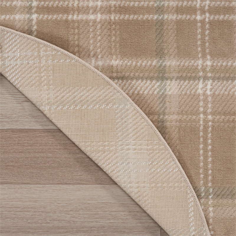 Pemberly Row Modern / Contemporary 4' Round Taupe Fabric Area Rug