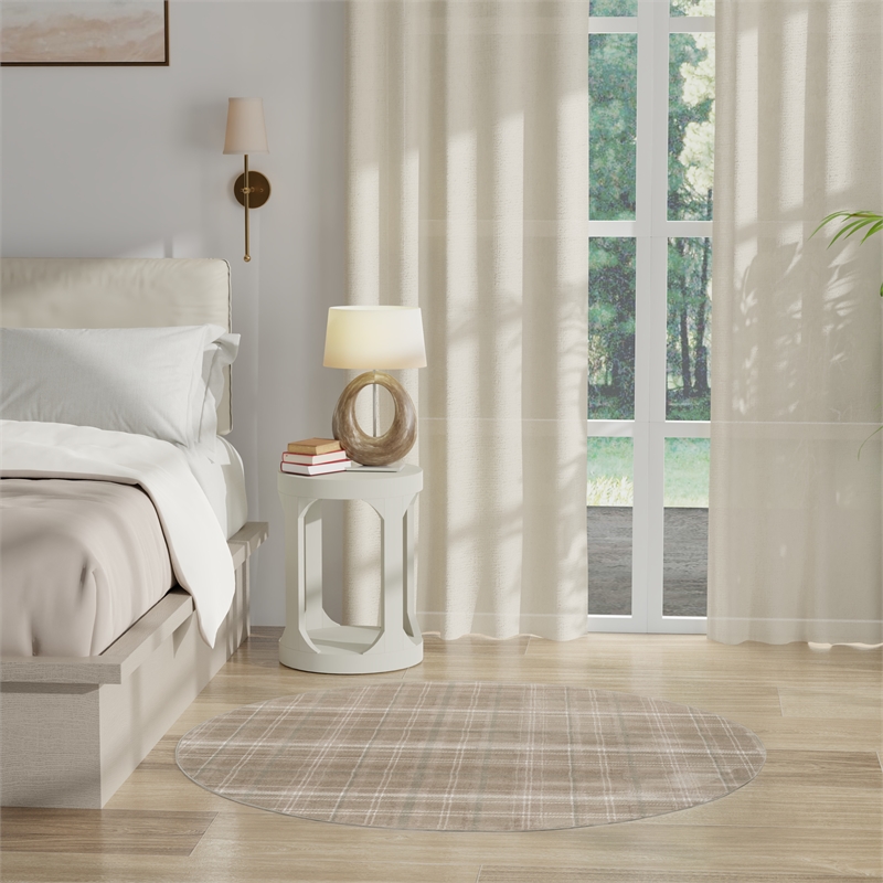Pemberly Row Modern / Contemporary 4' Round Taupe Fabric Area Rug