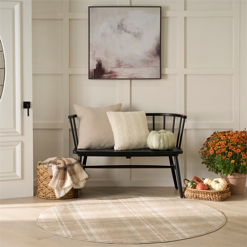 Pemberly Row Modern / Contemporary 4' Round Taupe Fabric Area Rug