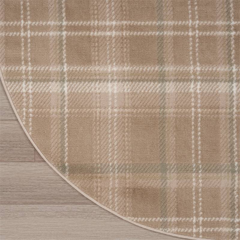 Pemberly Row Modern / Contemporary 5' Round Taupe Fabric Area Rug