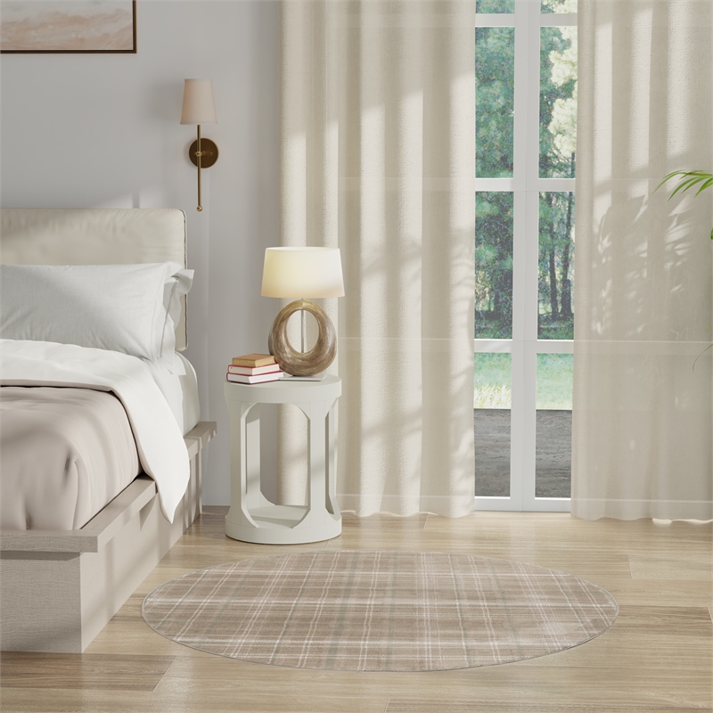 Pemberly Row Modern / Contemporary 5' Round Taupe Fabric Area Rug