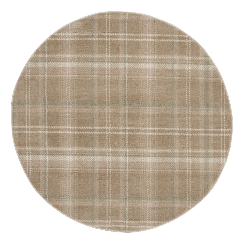 Pemberly Row Modern / Contemporary 5' Round Taupe Fabric Area Rug