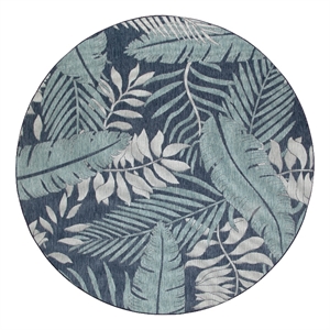 Pemberly Row Contemporary Garden Oasis 4' Round Navy Fabric Area Rug