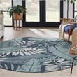 Pemberly Row Contemporary Garden Oasis 8' Round Navy Fabric Area Rug