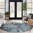 Pemberly Row Contemporary Garden Oasis 8' Round Navy Fabric Area Rug