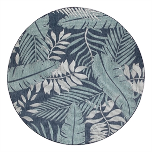 Pemberly Row Contemporary Garden Oasis 8' Round Navy Fabric Area Rug