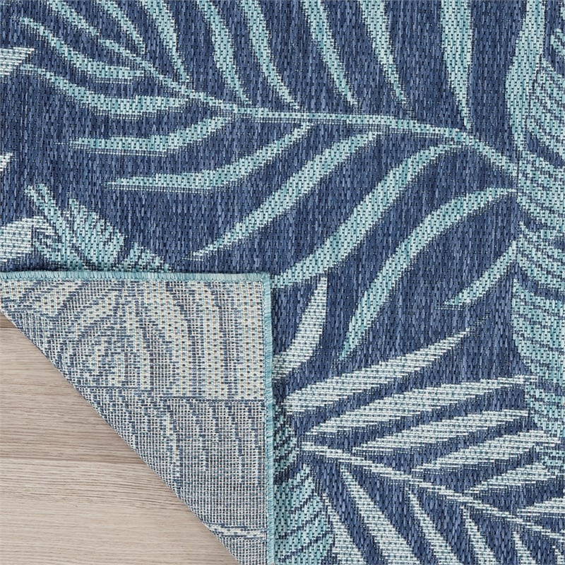 Pemberly Row Contemporary Garden Oasis 10'x14' Navy Fabric Area Rug